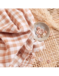 Tejido de doble gasa vichy Off-White Maple - Atelier Brunette 2