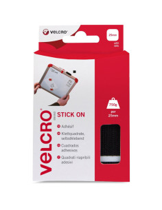 VELCRO® Marca Cuadrados autoadherentes adhesivos 25mm x 24 negro