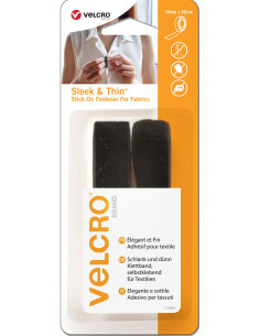VELCRO® Brand Sleek & Thin adhesivo para textil 19mm x 60cm Negro