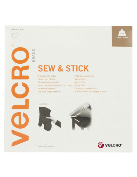 VELCRO® Brand Cinta autoadherente mixta (adhesiva y para coser) 20mm X 10M blanco
