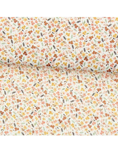Tejido voile de algodón floral - Violeta coral