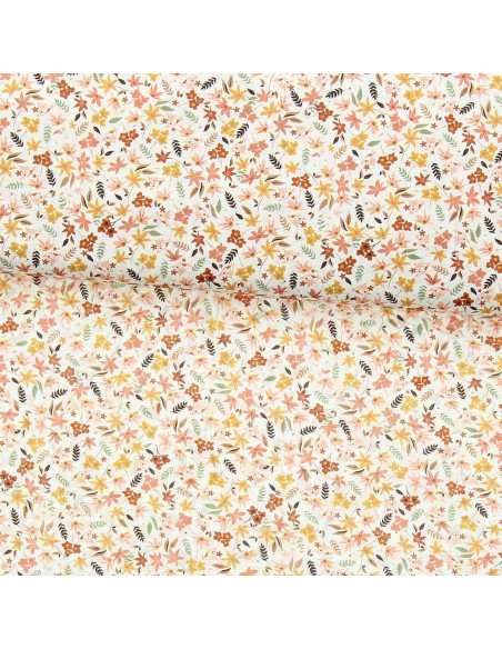 Tejido voile de algodón floral - Violeta coral