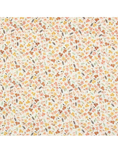 Tejido voile de algodón floral - Violeta coral