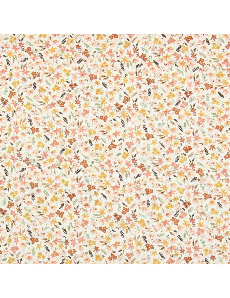 Tejido voile de algodón floral - Violeta coral