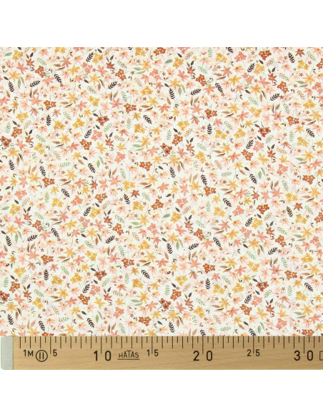 Tejido voile de algodón floral - Violeta coral