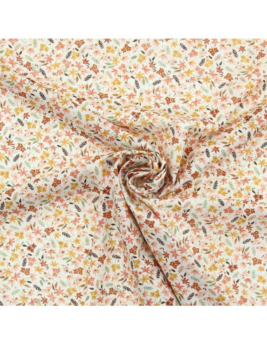 Tejido voile de algodón floral - Violeta coral