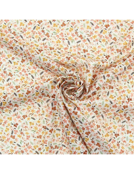 Tejido voile de algodón floral - Violeta coral