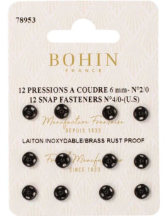 Broches de presión para coser de 6 mm Bohin - Negro