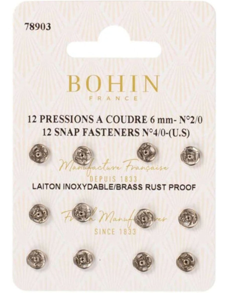 Presiones para coser de 6 mm Bohin - Plata