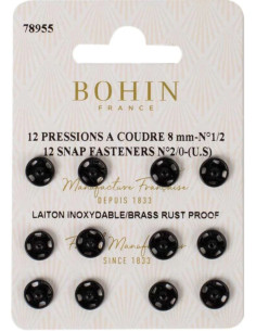 Broches de presión para coser de 8 mm Bohin - Negro