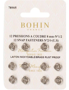 Broches de presión para coser de 8 mm Bohin - Plata