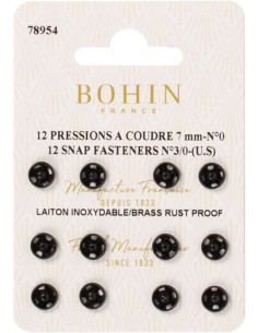 Broches de presión para coser de 7 mm Bohin - Negro