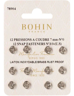 Broches de presión para coser de 7 mm Bohin - Plata