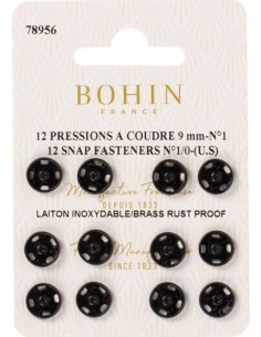 Broches de presión para coser de 9 mm Bohin - Negro