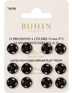 Botones de presión para coser de 10 mm Bohin - Negro