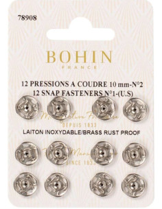 Botones de presión para coser de 10 mm Bohin - Plata