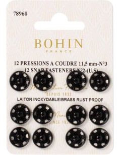 Broches de presión para coser 11,5 mm Bohin - Negro