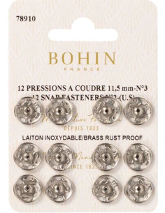 Broches de presión para coser 11,5 mm Bohin - Plata