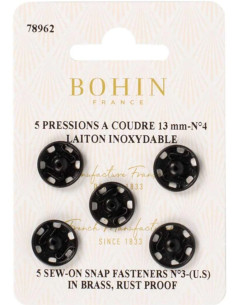 Broches de presión para coser de 13 mm Bohin - Negro