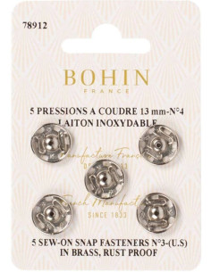 Broches de presión para coser de 13 mm Bohin - Plata
