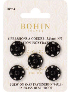 Broches de presión para coser de 15,5 mm Bohin - Negro