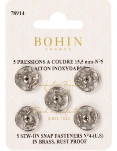 Broches de presión para coser de 15,5 mm Bohin - Plata