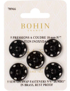 Broches de presión para coser de 18 mm Bohin - Negro