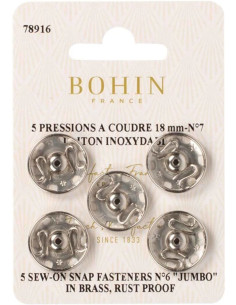 Broches de presión para coser de 18 mm Bohin - Plata