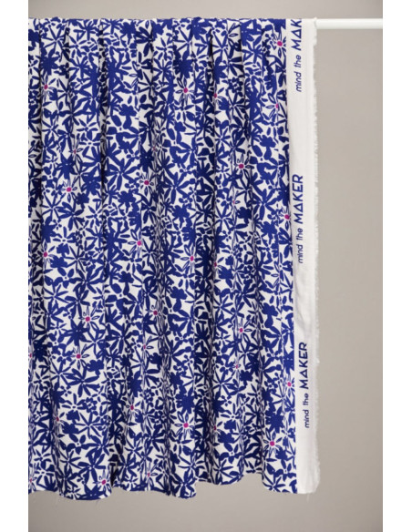 Tejido de crepé de viscosa Flowery - Azul cobalto
