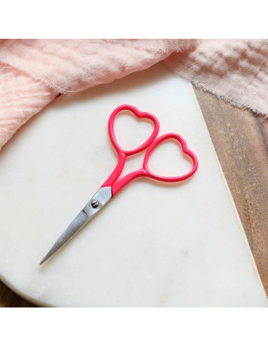 Tijeras de bordar corazón 9 cm - Lise Tailor - Rosa fluorescente
