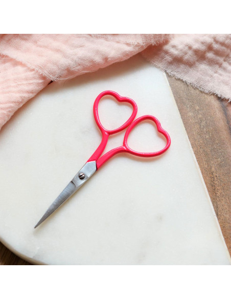 Tijeras de bordar corazón 9 cm - Lise Tailor - Rosa fluorescente
