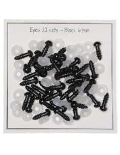 Ojos de seguridad negros de 6 mm - 20 pares