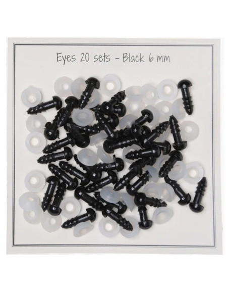 Ojos de seguridad negros de 6 mm - 20 pares