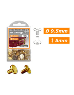 25 juegos de tornillos chicago 9,5 mm x 5 mm - Oro 2