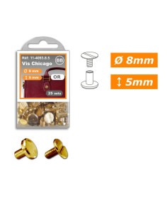 25 juegos de tornillos chicago 8 mm x 5 mm - Oro 2