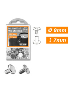 25 juegos de tornillos chicago 8 mm x 7 mm - Plata 2