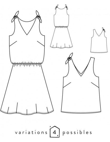 Patrón de camiseta sin mangas o vestido sencillo Talisman - Atelier Scämmit