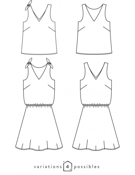 Patrón de camiseta sin mangas o vestido sencillo Talisman - Atelier Scämmit