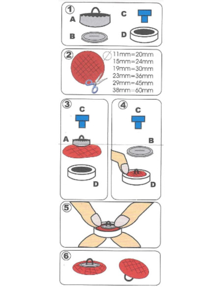 Caja de 100 botones para forrar - 19 mm