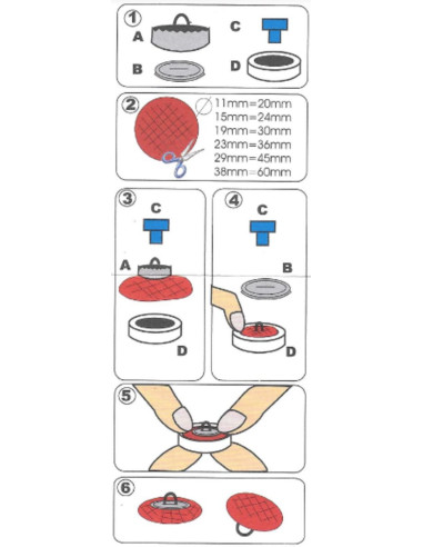Caja de 100 botones para forrar - 23 mm