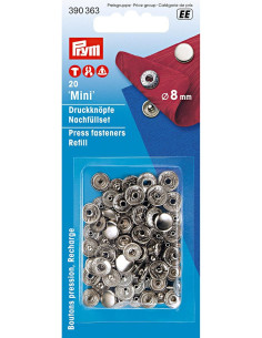 Recarga de 10 botones a presión anorak 8 mm Plata