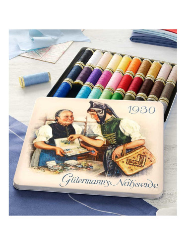 Estuche de 30 hilos de coser de poliéster Nostalgie 1930 Gütermann