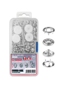 Combi-Box 200 botones de presión jersey bebé - Plata 9,7 mm