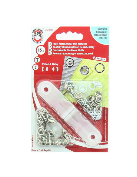 Caja de 15 botones de presión jersey Blanco con herramienta de 9,7 mm