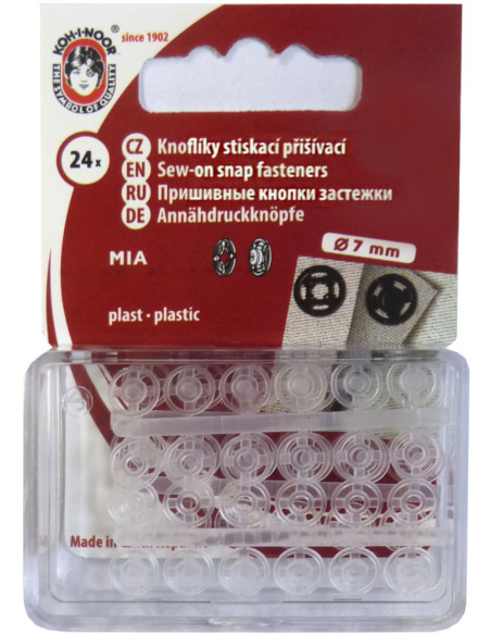 Botones de presión de plástico transparentes de 7 mm