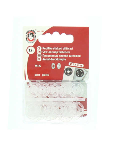 Botones de presión de plástico transparentes de 13 mm