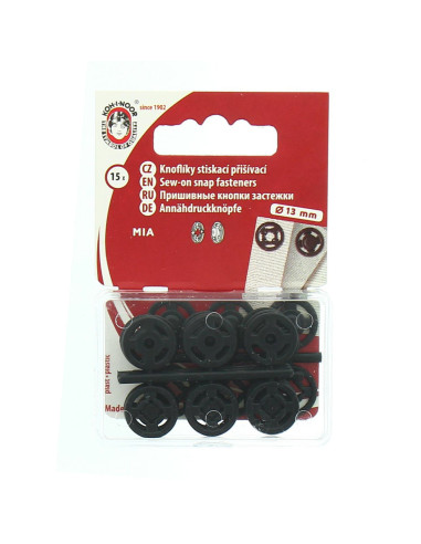 Botones de presión de plástico negros de 13 mm