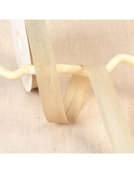 Cinta al bies metálica iridiscente - Beige