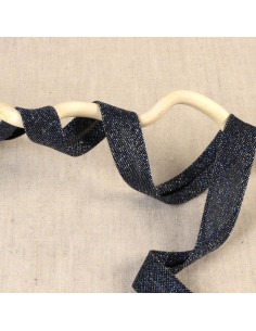 Cinta al bies con brillo - Azul marino