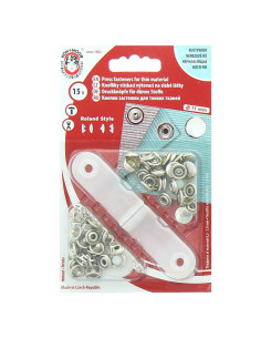 Caja de 15 botones de presión jersey Plata con herramienta de 10,5 mm